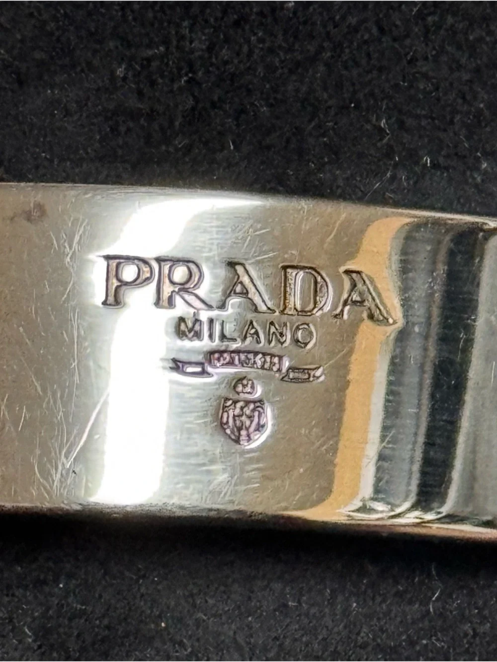 Prada Black Suede Leather Loafer Flats Size 37 US 7 Silver Hardware - Picture 11 of 16